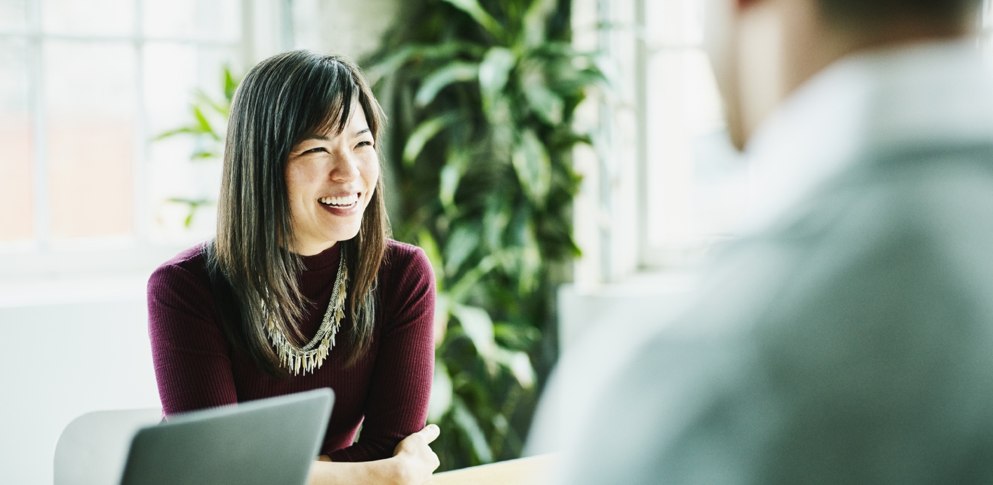 smiling woman work office